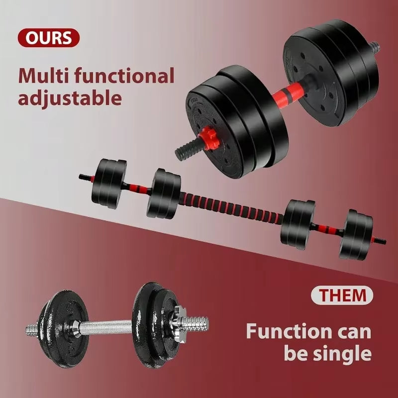 44Lbs Adjustable Dumbbell Set, 3-In-1 Free Weight Barbell, Push-Up Stand for Home Gym, Fitness Equipment for Men & Women