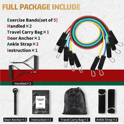 Resistance Bands Set Working Out Exercise Bands Yoga Pilates Pull Strap Gym Fitness Training Equipment Men Women