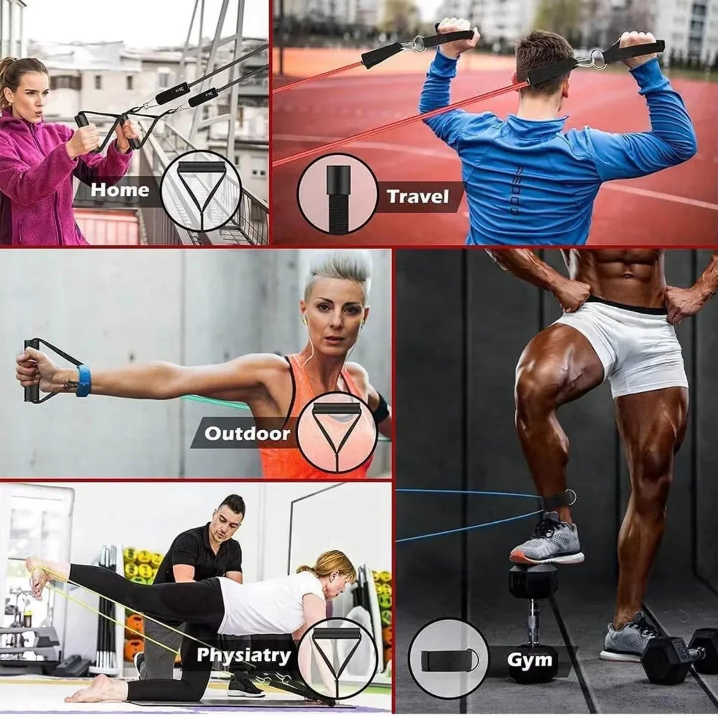 Resistance Bands Set Working Out Exercise Bands Yoga Pilates Pull Strap Gym Fitness Training Equipment Men Women