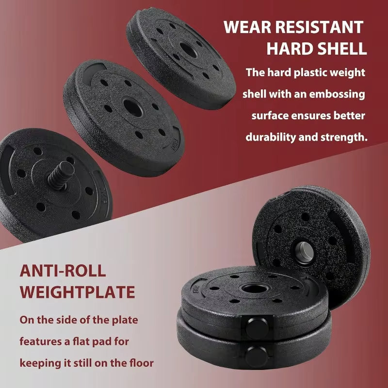 44Lbs Adjustable Dumbbell Set, 3-In-1 Free Weight Barbell, Push-Up Stand for Home Gym, Fitness Equipment for Men & Women